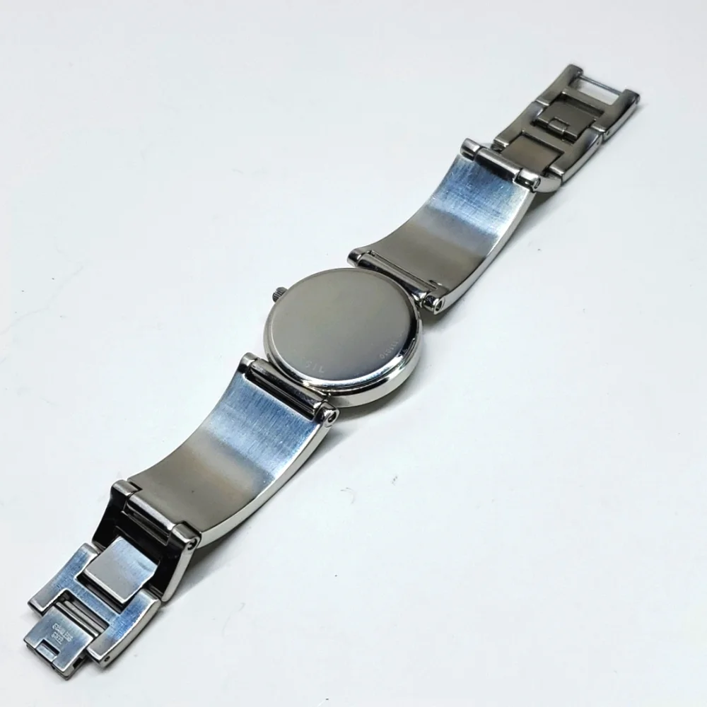 Fossil Blue ES2763 Silver Steel Bangle Floral Pave Wristband White Face